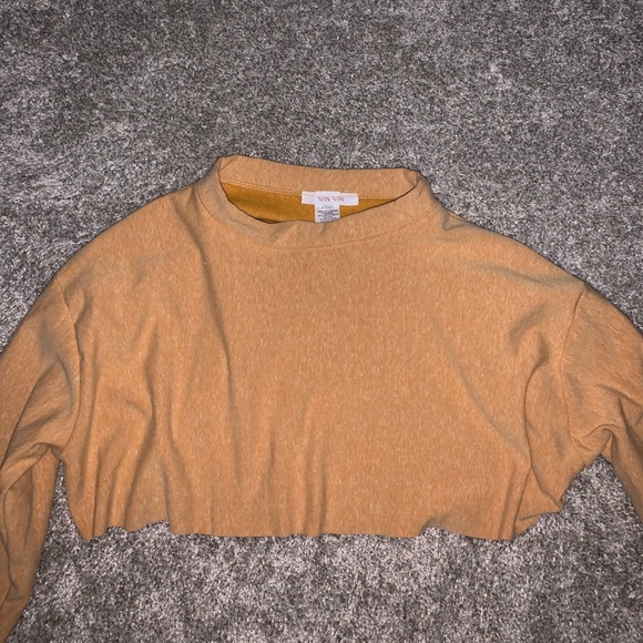 Win Win Dark Yellow Crop Top Sweatshirt size L & S - Picture 6 of 14